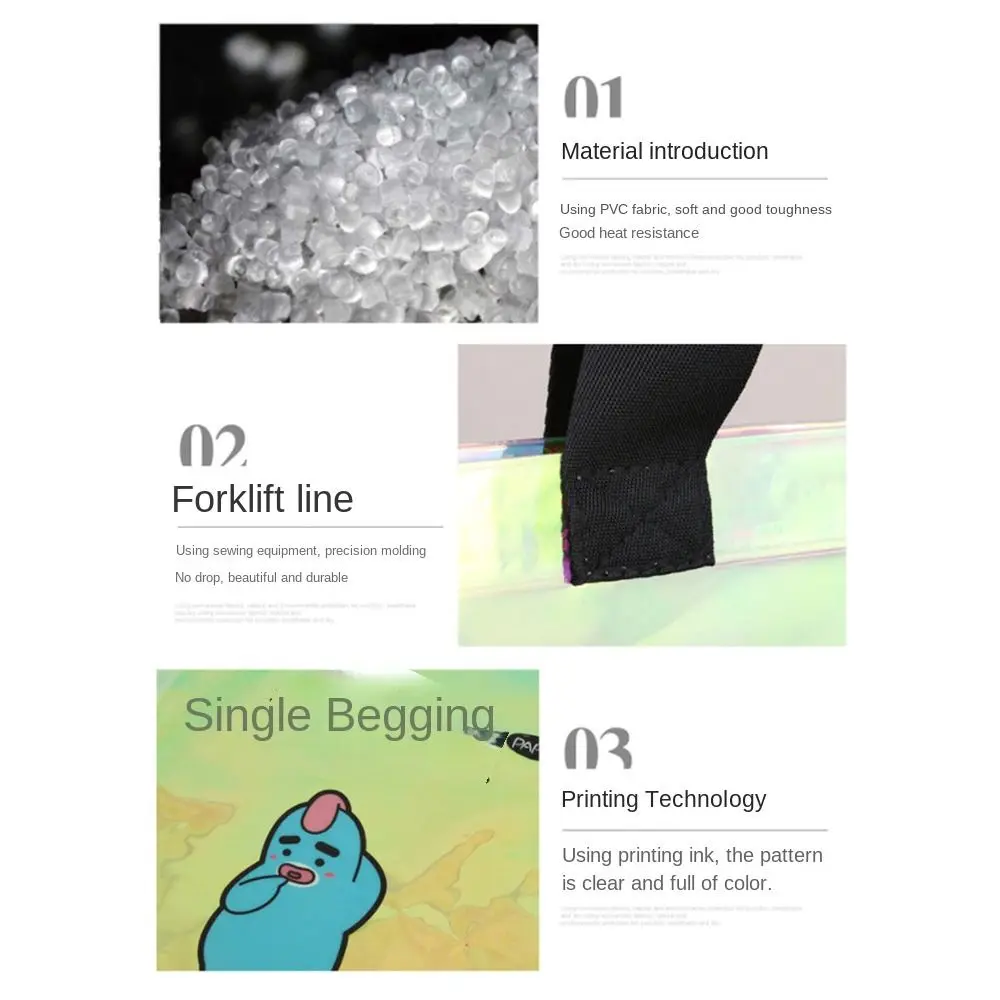 Transparente Tragetasche, große Kapazität, durchsichtige Handtaschen, tragbare PVC-Gelee, wasserdichte Einkaufstasche – Detail 12