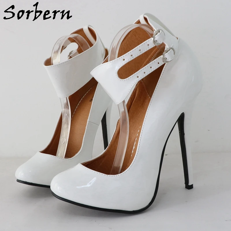 Sorbern zapatos de tacón alto para mujer, tacones de aguja de 14Cm, con correa en el tobillo, bonitos dedos Burlesque, colores personalizados| | - AliExpress