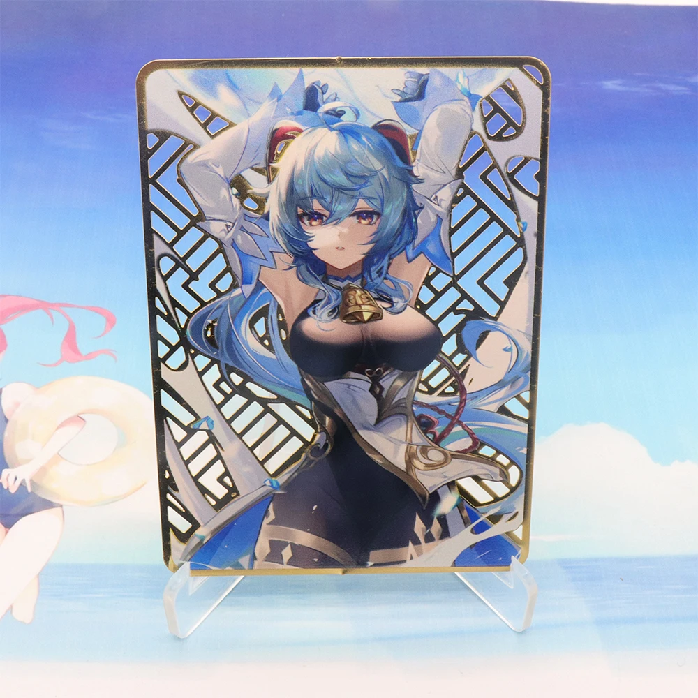 

63*88mm Genshin Impact Hollow Golden Card Anime Collection Card GANYU Sculpture Relief Card Anime Peripheral Boy Girl Toys Gift