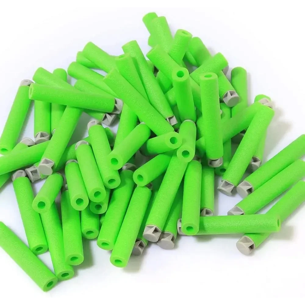 300pcs Grey Head Green Body Soft Bullet Flat Head Foam Bullets for Nerf N-strike Elite Series Parts for Toy Guns Paper Package