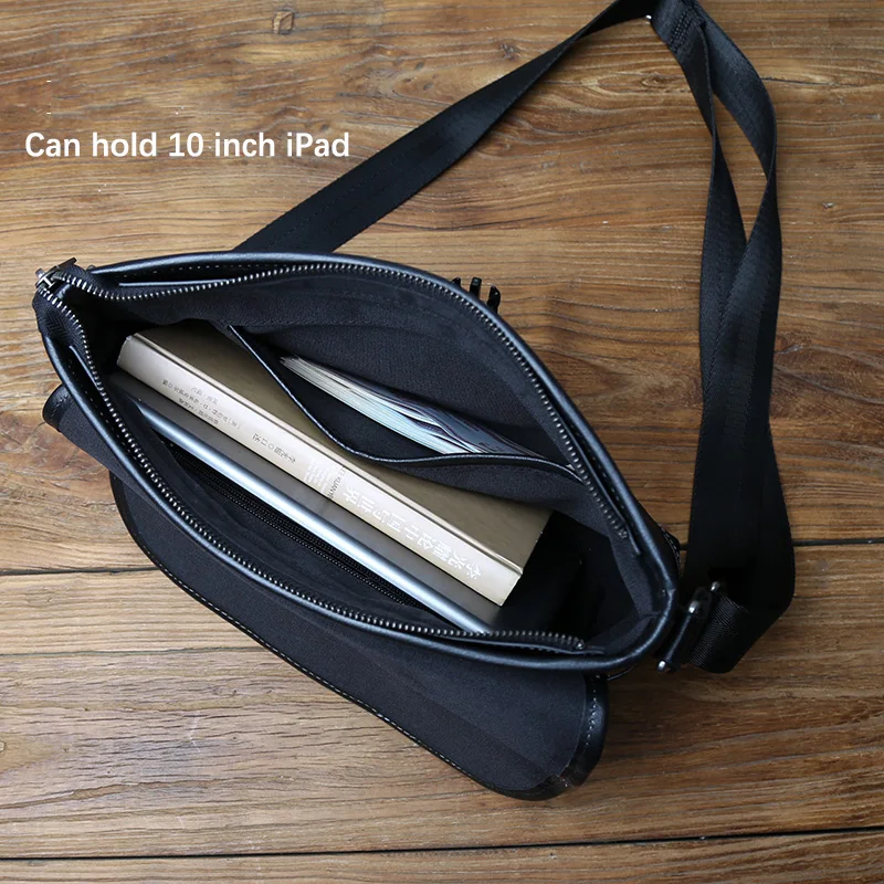 NZPJ Genuine Leather  Men's Shoulder Bag Trendy Top Layer Cowhide Crossbody Bag Flip Cover Men's Messenger Bag For 10 Inch IPad
