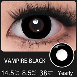 Vibrant Black and White Cosplay Contact Lenses - Colored Anime Eye Makeup for Halloween Accessories (VAMPIRE - BLACK)