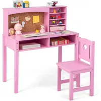 Kids Desk and Chair Set, Wooden Study Desk for Kids with Storage,Hutch, Cork Bulletin Board,Student Writing Computer Workstation 1