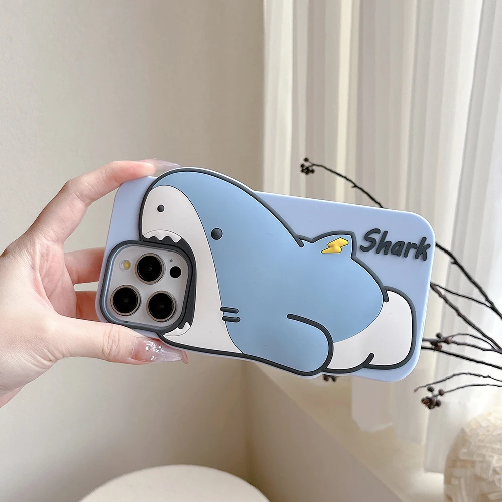 Kawaii Shark 3D Cartoon Shock-Proof Soft Silicone Phone Case