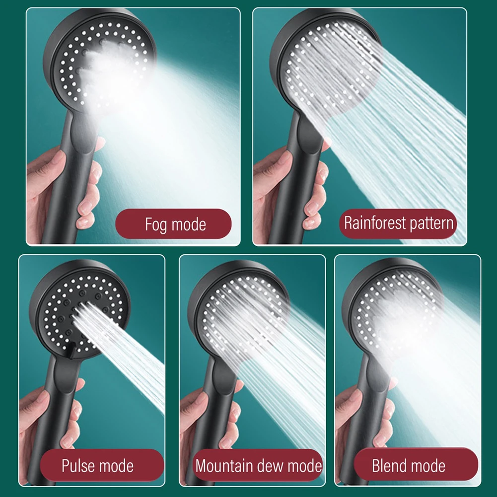 

Hand Hold Shower Head Adjustment Bathroom Black Hand Shower Head High Pressure Shower Head Set Upgraded ABS Plastic