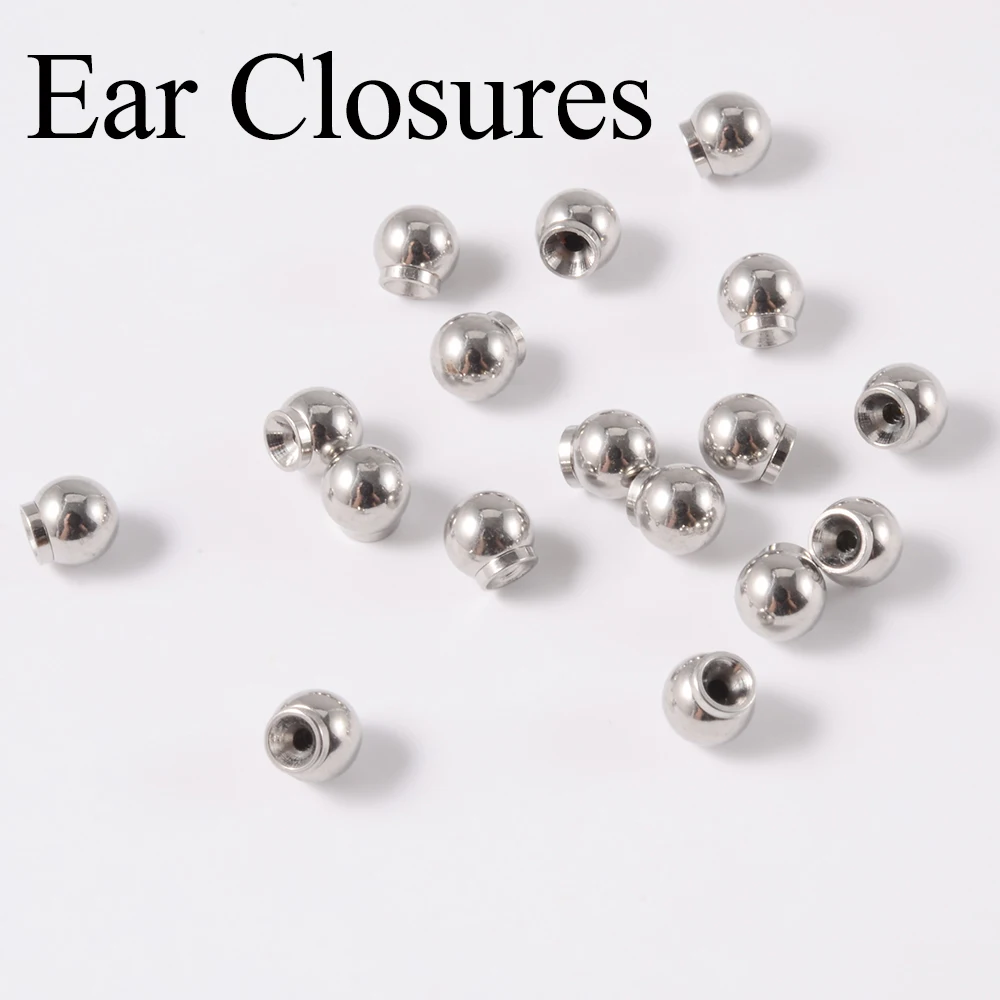 100pcs Stainless Steel Ear Closures Ball Earring Back Acrylic Universal