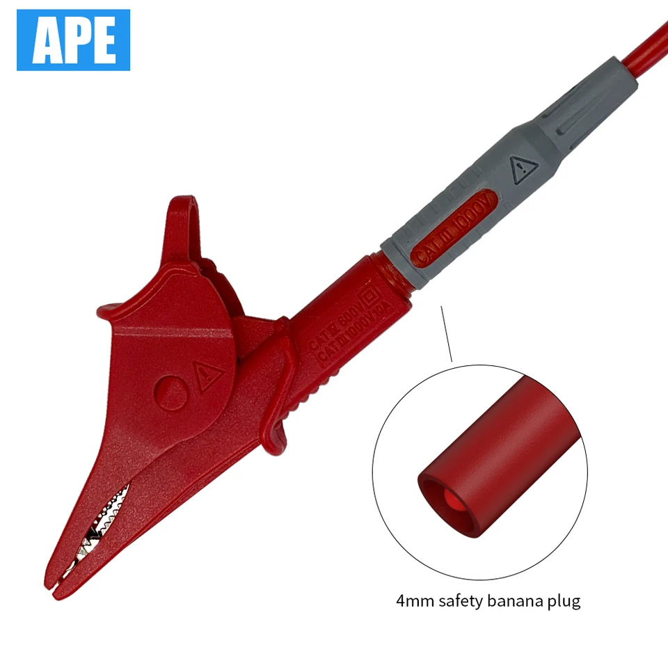 Fielect 5 Pcs Red & Black Alligator Clips - 3A 8mm Insulated Test Clips With Banana Jack - View #2