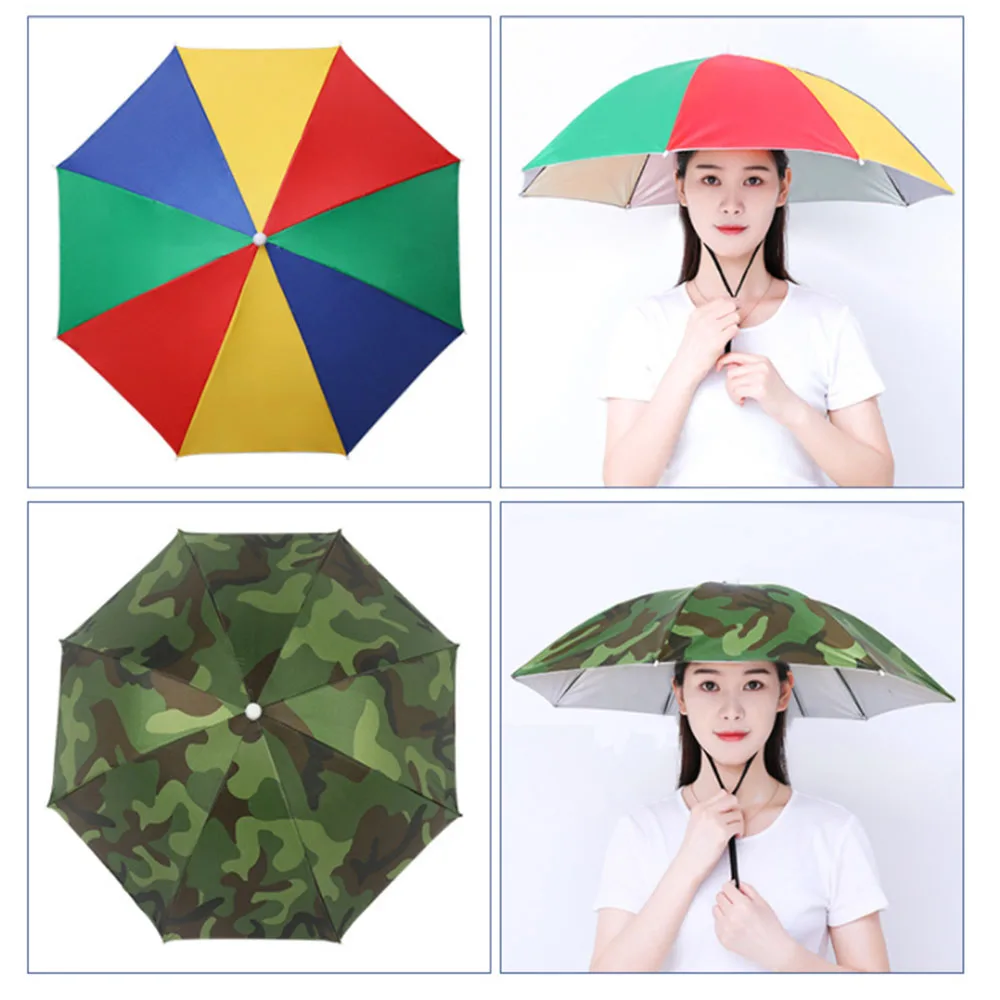 69/77/95cm Outdoor Portable Rain Umbrella Hat Foldable Fishing