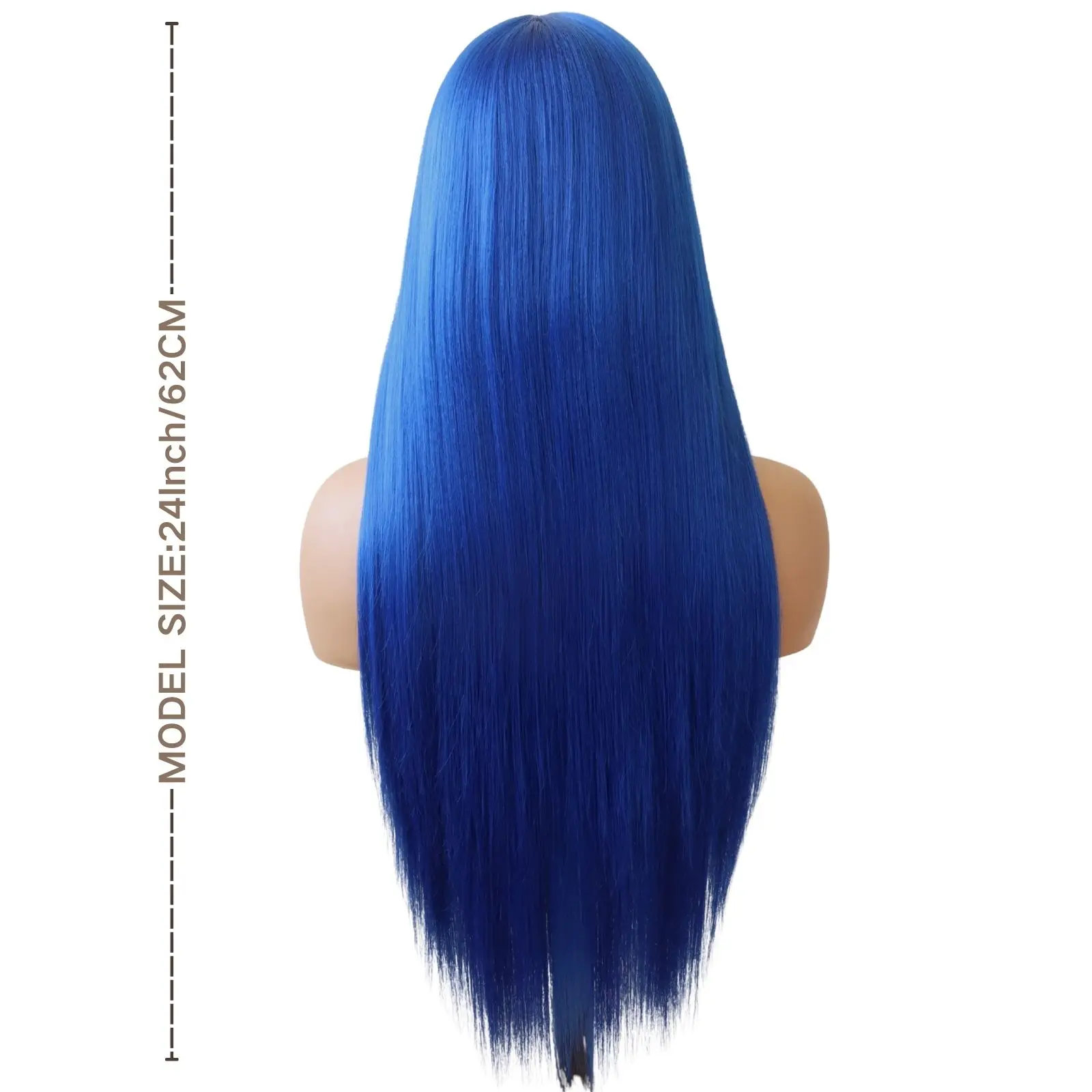 Dark Blue Straight 13x4 Lace Front Wig Long Straight Blue Lace Front Synthetic Wigs Pre-Plucked Natural Hairline Wig (24Inch)