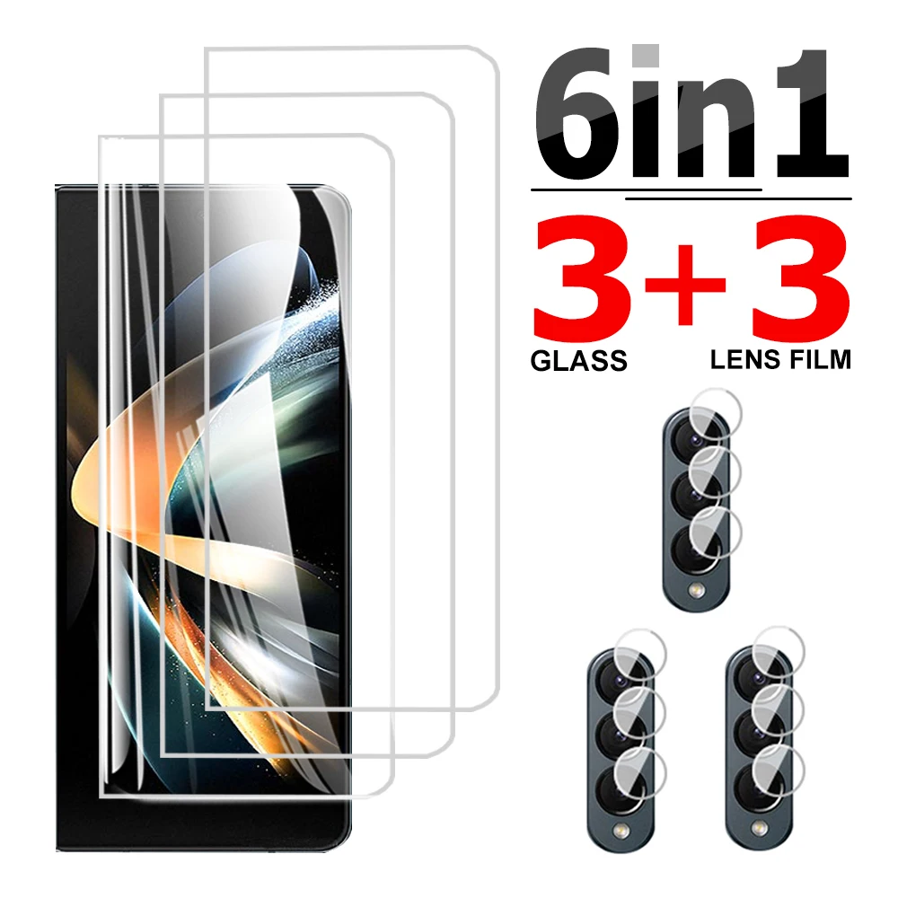6 In1 Per Samsung Galaxy Z Fold 4 Proteggi Schermo In Vetro Temperato Per Samsung Z Fold 3 Zfold3 5G Obiettivo Della Fotocamera Vetro Protettivo Hd