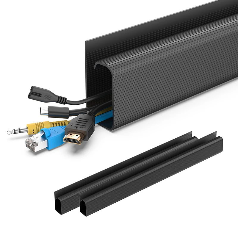 2 pcs Cable Management Under Desk Kit-Under Desk Cable Management Cord Cover, Hider Cord