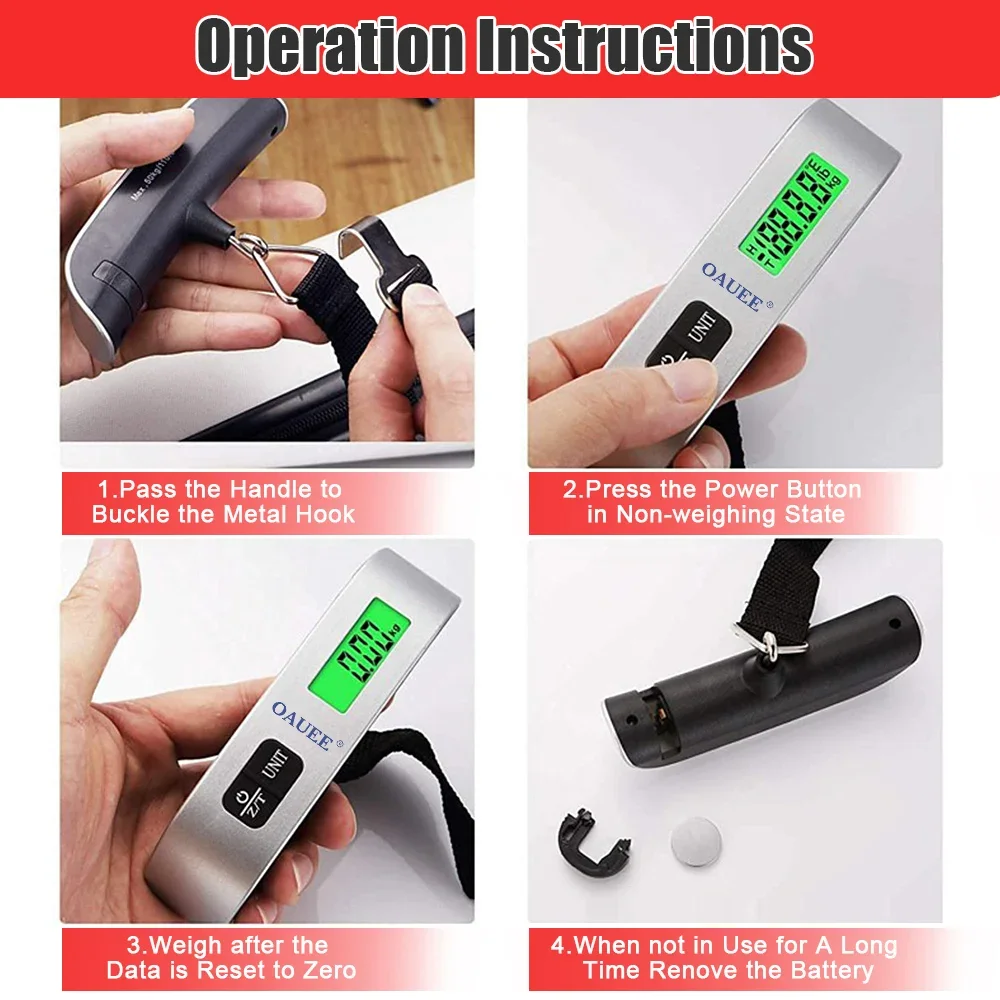 portable scale Portable high precision scale digital LCD display suitcase travel bag hanging steelyard hook balance scale tools 110lb/50kg