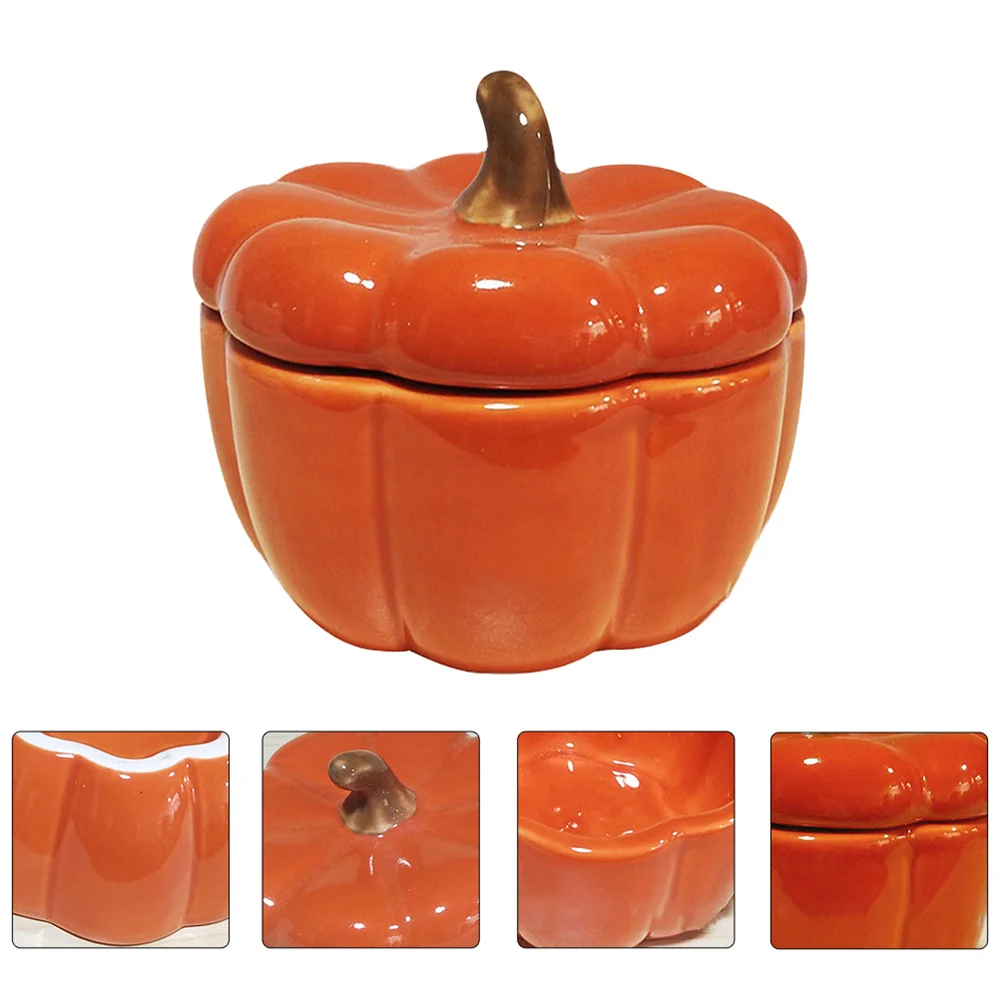 HouseholdCreativePumpkinCeramicCandleJarKitchenStorageCan