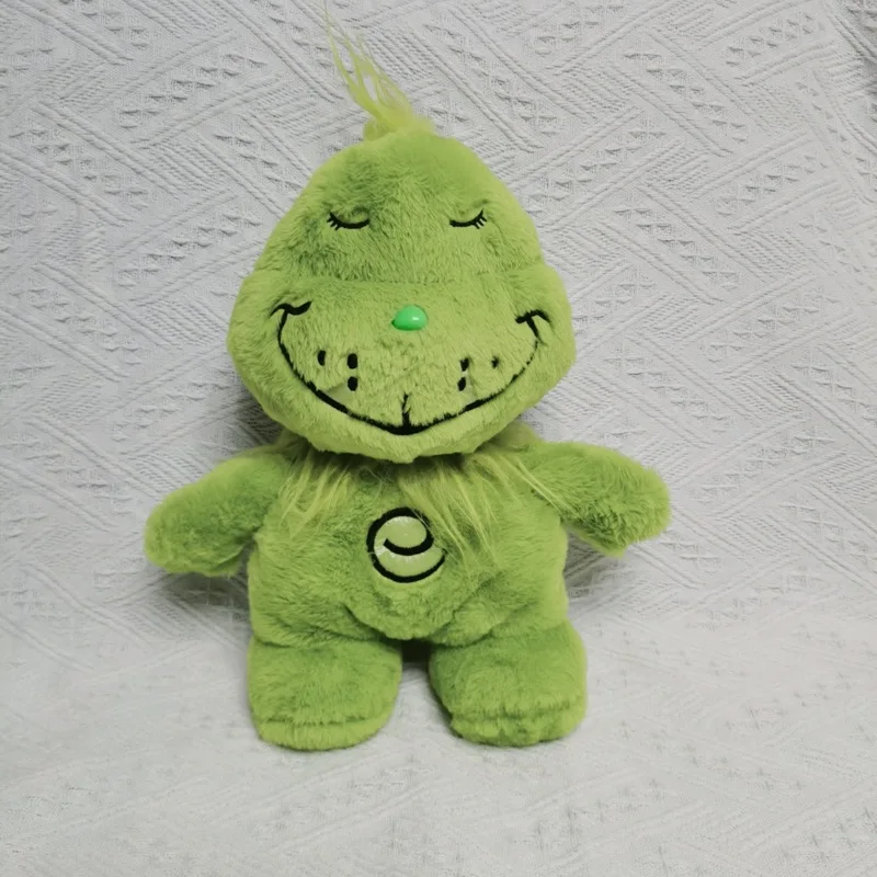 38cm Breathing Christmas Grinch Kawaii Plush Doll Cartoon Soothing Toy Music Airbag With Light Baby Soothing Sleep Toy Gift