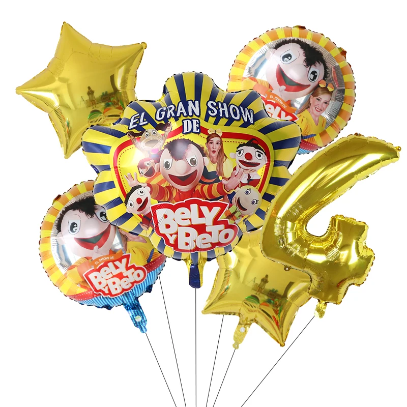 Cartoon Bely Y Beto Foil Helium Balloons 1 2 3 4 5th Birthday Theme Party Baby Shower Inflatable Kidys Toys Air Globos 6pcs foil balloons,birthday balloons,birthday balloon set,party balloon set,birthday party decoration set,inflatable balloon