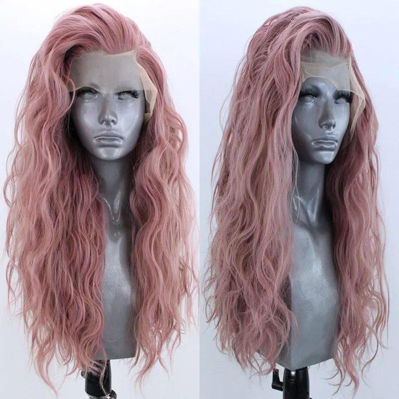 

Розовые короткие синтетические волнистые волосы 13x 4 розового цвета, бесклеевые высококачественные волосы из термостойкого волокна для женщин
