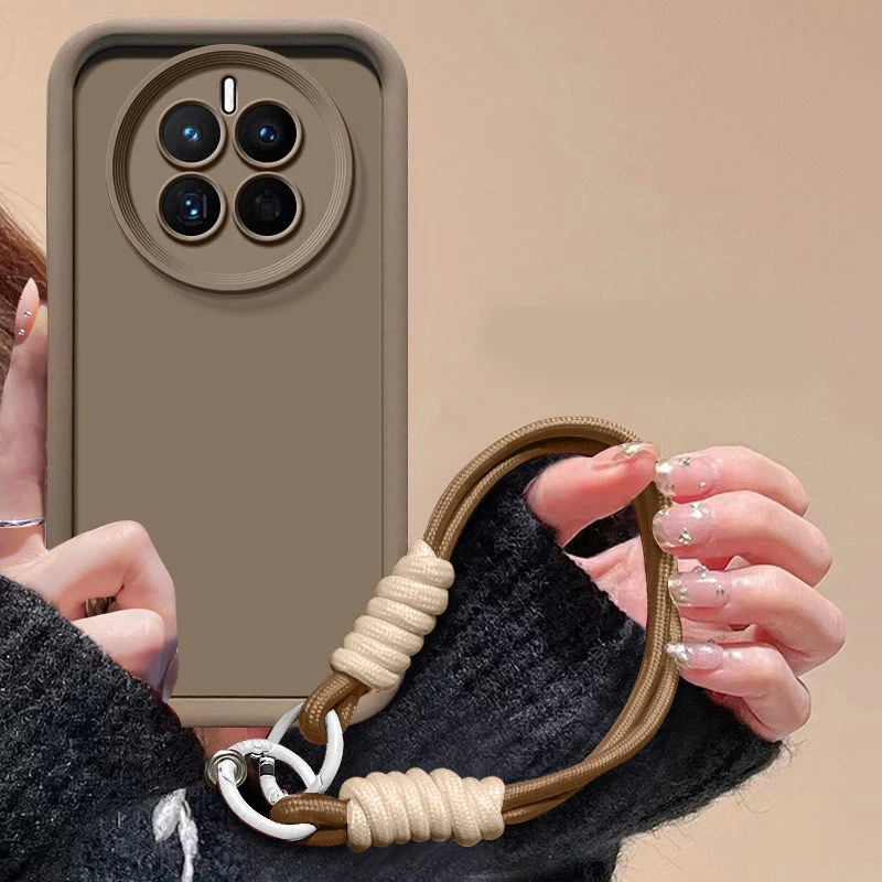 Realme Phone Case with Wrist Strap Lanyard - Matte Back, Skin Feel, Shockproof Protection