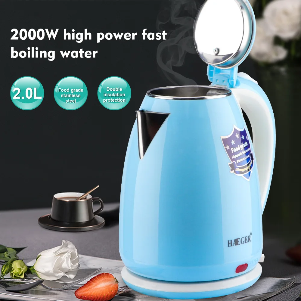 OLEGA Bouilloire électrique 1,8 L, 1800 W, ébullition rapide, sécurité double couche, arrêt automatique, sans BPA, noir