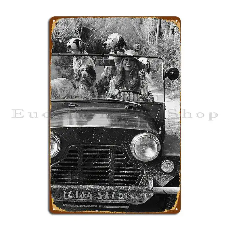 

With Her Dogs Metal Plaque Garage Designer Club Party Club Wall Mural Tin Sign Poster