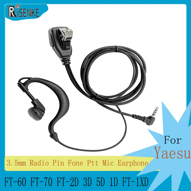 RISENKE-Radio Walkie Talkie Earpiece for Yaesu, FT60R,FT70DR,VX3R,VX160,Vx168,VX180,VX210,VX410, 3.5mm Headset with Ptt Mic