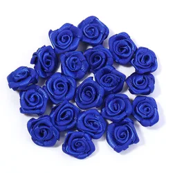 Set of 20 Mini Pink Satin Ribbon Roses for Craft and Party Decoration (Sapphire)