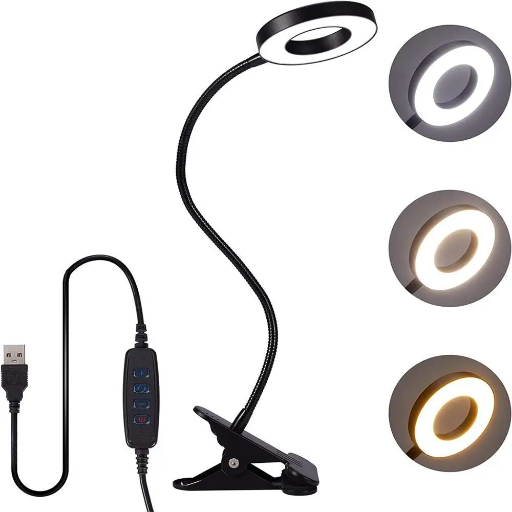 48 LEDs Desk Lamp Clip USB Book Light Bedside 360° Flexible Eye Protection Gooseneck Reading Light Brightness Adjustable 3 Leve_voghion.com