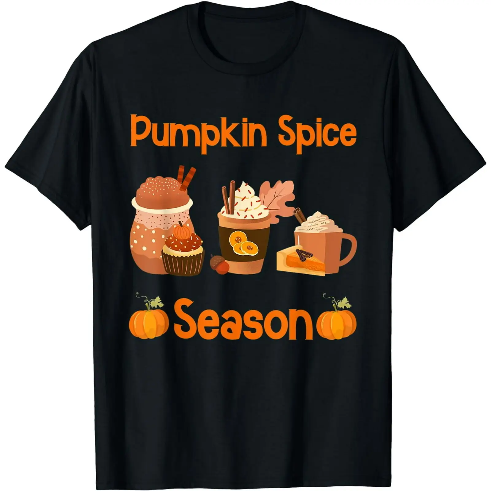 Divertente Pumpkin Spice Lover Halloween Pie Coffee Latte T-Shirt Black Tee