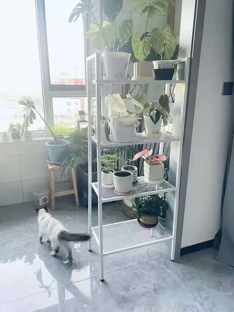 Multi-Tier Iron Plant Stand for Indoor and Outdoor Use Modern Flower Shelf Space-Saving Storage Rack for Balcony and Garden