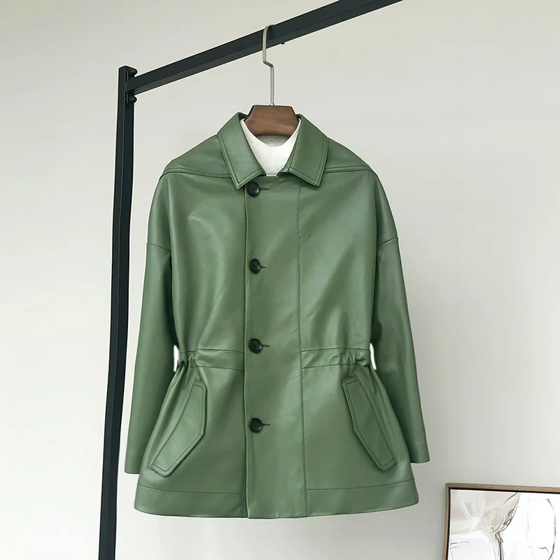 

2023Hot Sale High Quality Genuine Sheepskin Leather Coat Female Tops Spring AutumnReal Leather Jackets Women Chaqueta Cuer