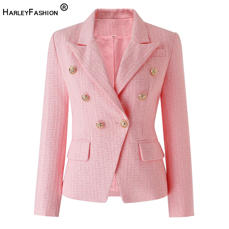 

HarleyFashion Newest Luxury Quality Women Denim Material for Pink Blazer Femme 2022