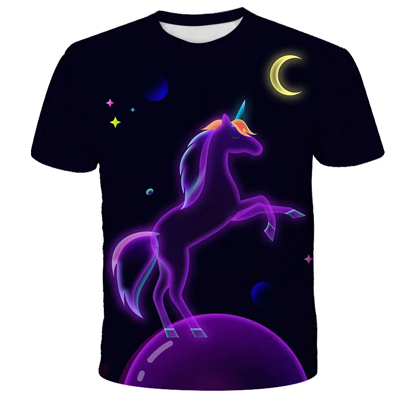 

Summer Fashion Children's Unicorno T-shirt 2024 Girls T-shirt Boys Clothes Print Girls Unicorn T shirts Kids Clothes 1-14 Years