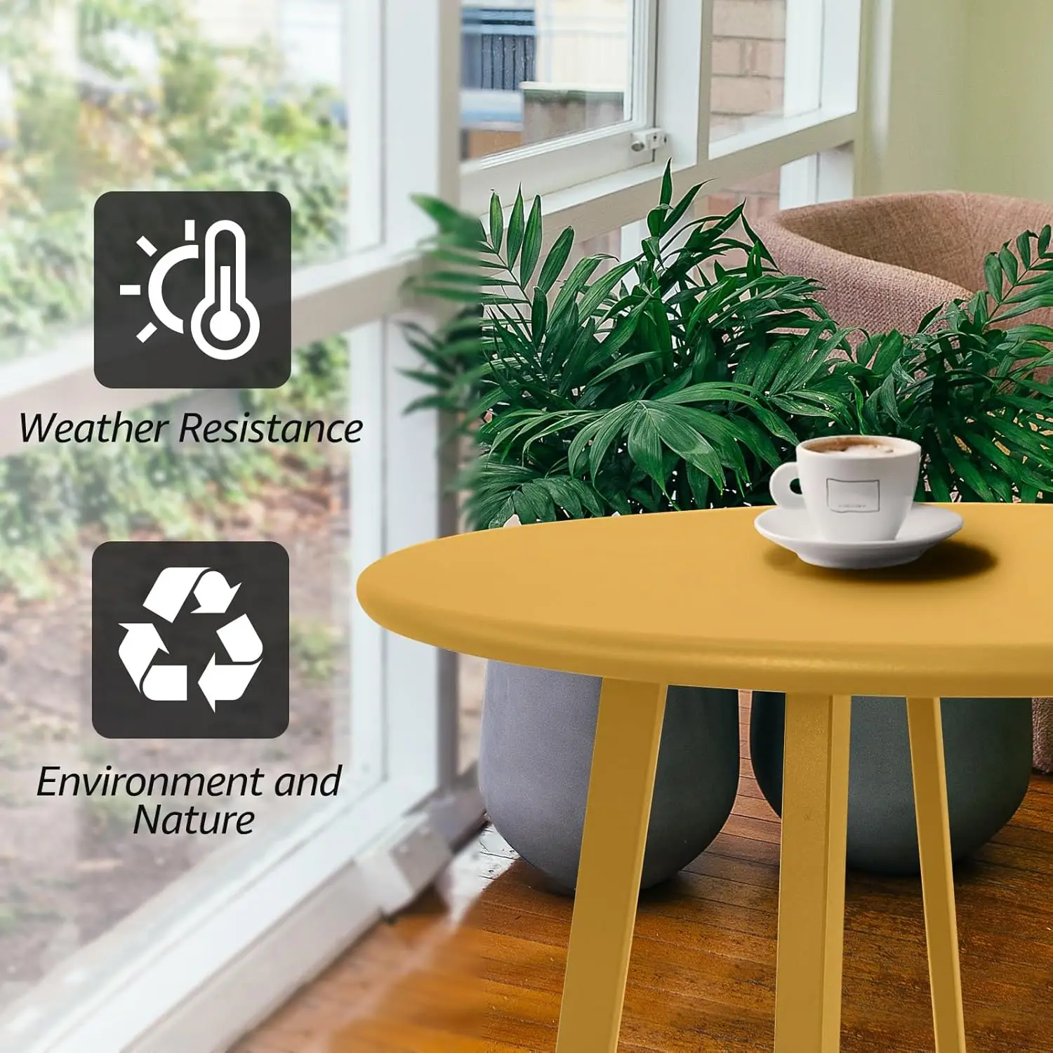 Side Table Outdoor Indoor Round Metal Steel Small Side Table, Waterproof End Table for Garden Balcony Yard 4