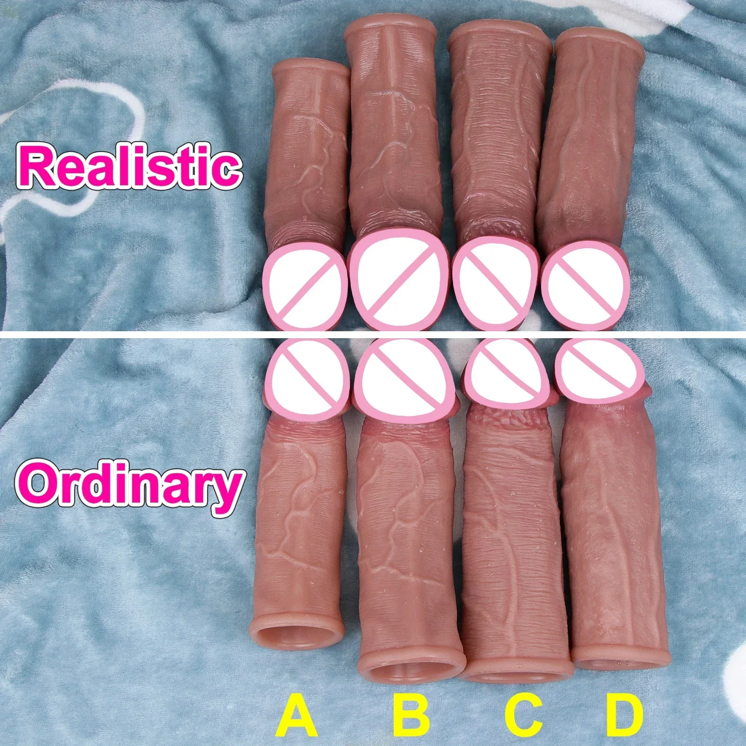 Soft Realistic Enlarger Penis Dildo Sleeve Man Delayed Ejaculation Extend Large Cock Condom Sex Toy Reusable Silicone Bold Dick sex toys