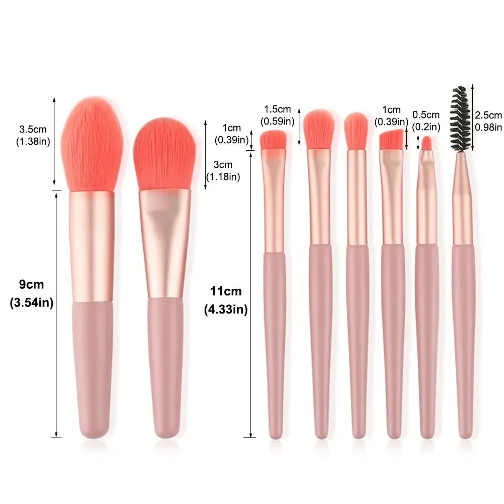 Set of 8 Soft Bristle Make Up Brushes Premium Synthetic Eye Facial Beauty Eyeshadow Brush With Bag Foundation Brush
