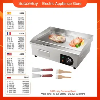 VEVOR Piastra Elettrica per Cottura Commerciale 1600W Superficie di Cottura 54 x 30cm, Piastra in Ferro per BBQ Cottura Evento all'Aperto Temperatura Controllata 50°C - 300°C Telaio in Acciaio Inox 1