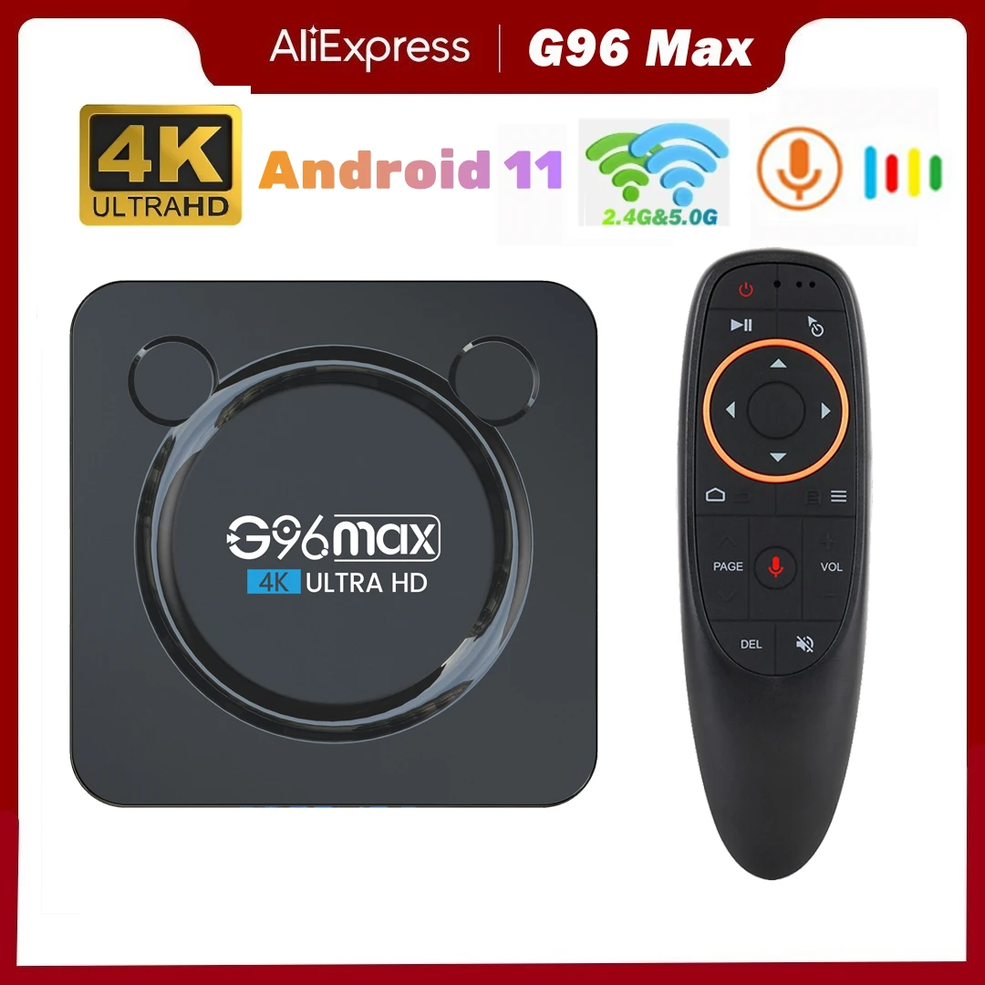 G96 Max Android 11 Smart Tv Box Amlogic S905W2 2Gb 4Gb 32Gb 64Gb 4K Hd 2.4G 5G 3D Voice BT4.0 H.265 Ontvanger Mediaspeler Tv Box a95x w2 smart tv box android 11 amlogic s905w2 4gb 64gb 2 4g