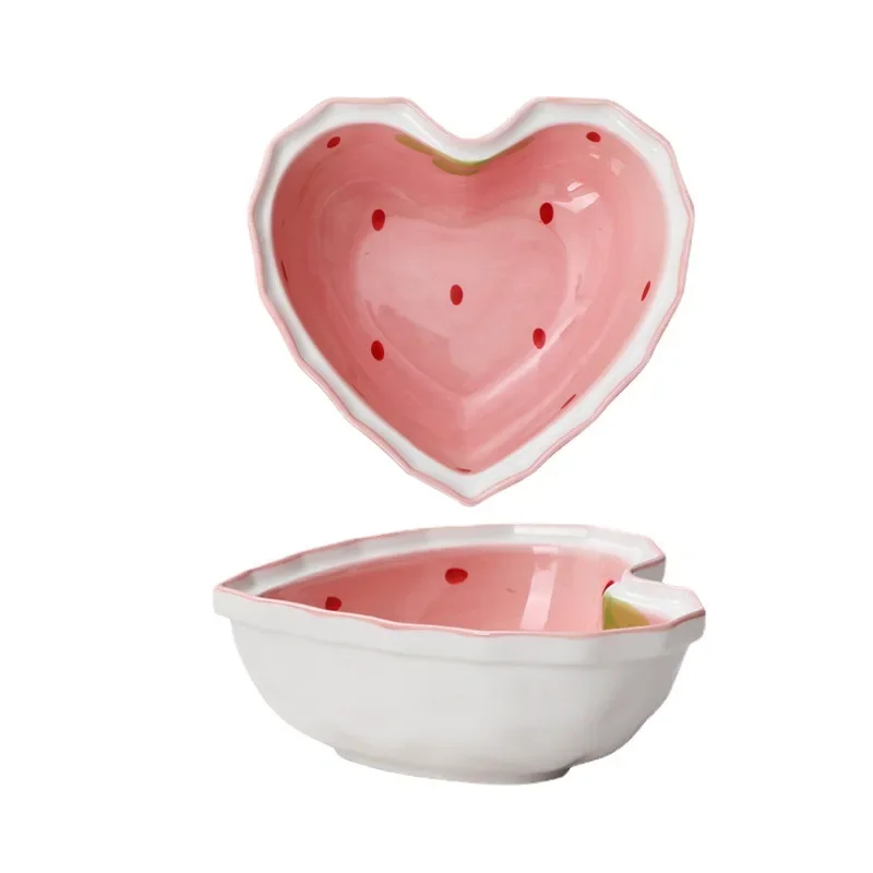 Strawberry Delight Ceramic Noodle Bowl & Spoon Set