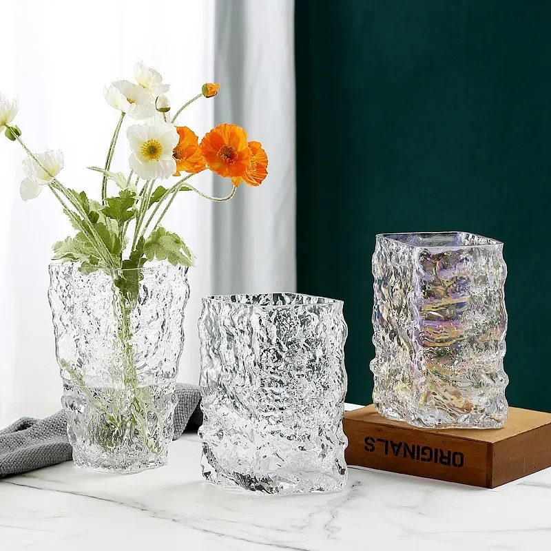 Finnish Glacier Vase Nordic Simple Transparent Glass Flower Hydroponic Decoration Flower Light Luxury Table Flower Arrangement 3