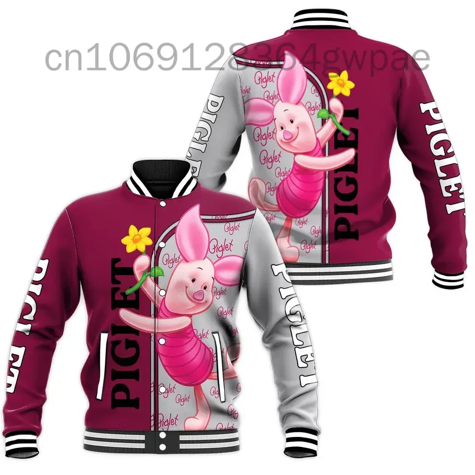 

Personalized Winnie the Pooh Baseball Jacket Men's Disney Casual Sweatshirt Hip Hop Harajuku Bomber Jacket Loose Varsity Coat