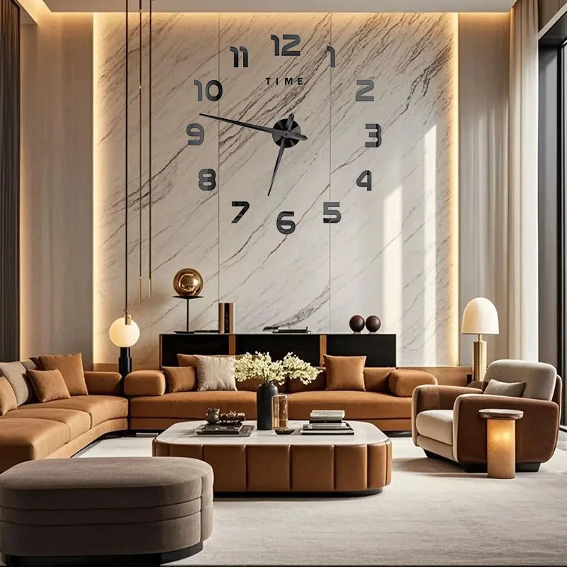 60-120cm 3D DIY Wall Clock Giant Acrylic Mirror Clocks Home Decoration Living Room Bedroom Wall Decor Silent Quartz Clocks wall clock mirror clock face