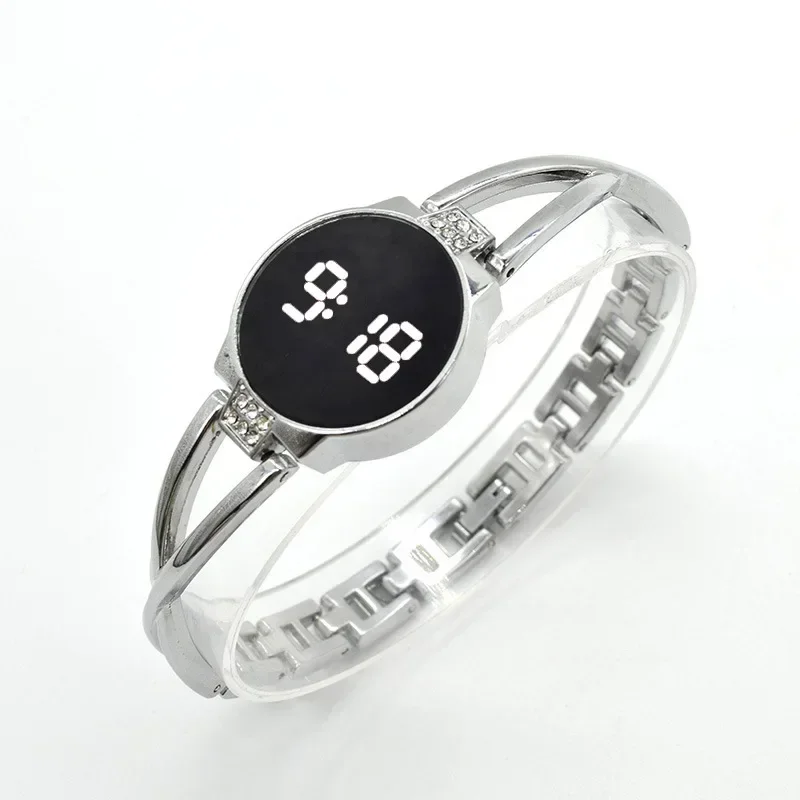 LED Fashion Watch for Women Touch Screen Ladies Time Steel Band Electronic Student Ladies Bracelet Watch Simple Style Watches women watches electronic watch