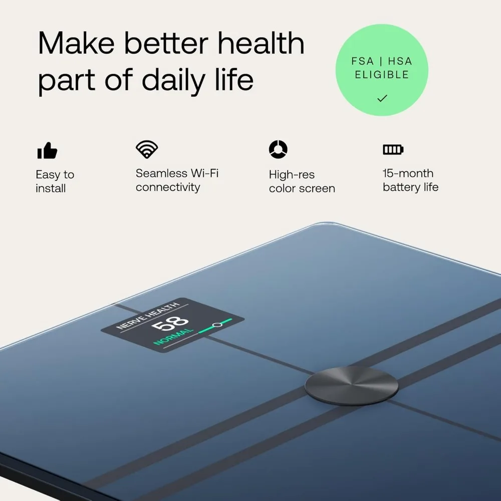 WITHINGS Body Comp-Scale for Body Weight and Complete Analysis, Wi-Fi & Bluetooth, Baby Digital Scale
