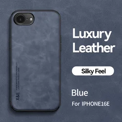 Premium PU Leather Magnetic Car Mount Phone Case with Built - in Iron Protection for iPhone 17 E (Blue)