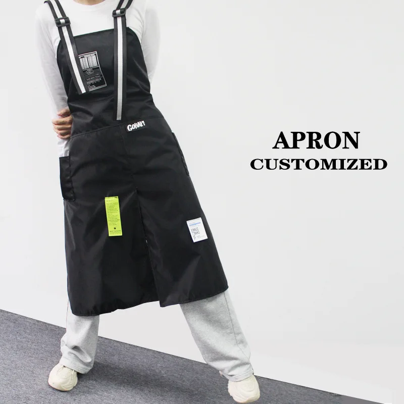 Trendy Beauty Aprons Waterproof Apron For Women And Men Coffee Shop Hairdresser Slit Overall Chef Adjustable Nail Salon Apron