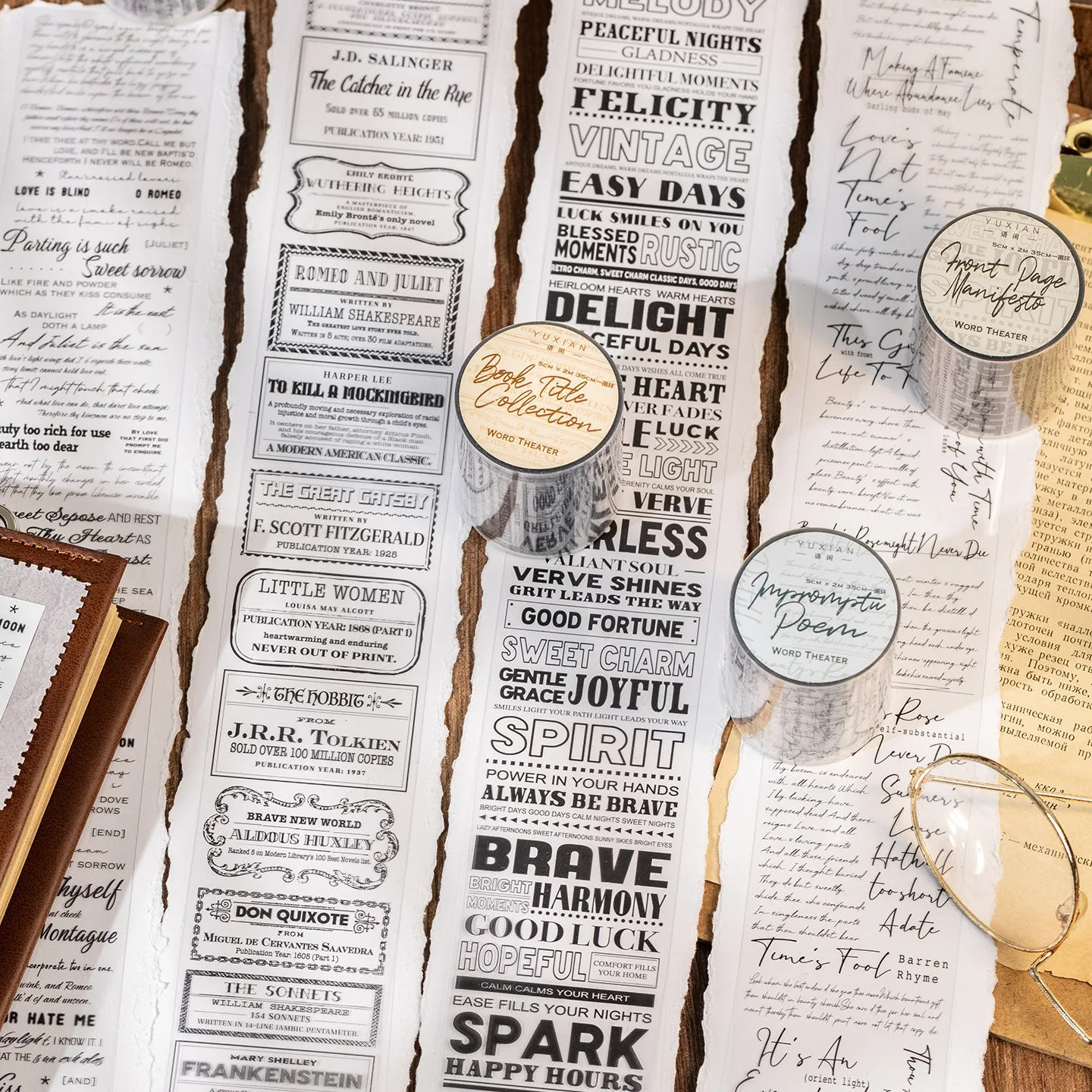 워드 테어터 시리즈 빈티지 영어 텍스트 풍경 PET 테이프 창의적인 DIY 저널 재료 콜라주 스크랩북킹 문구류