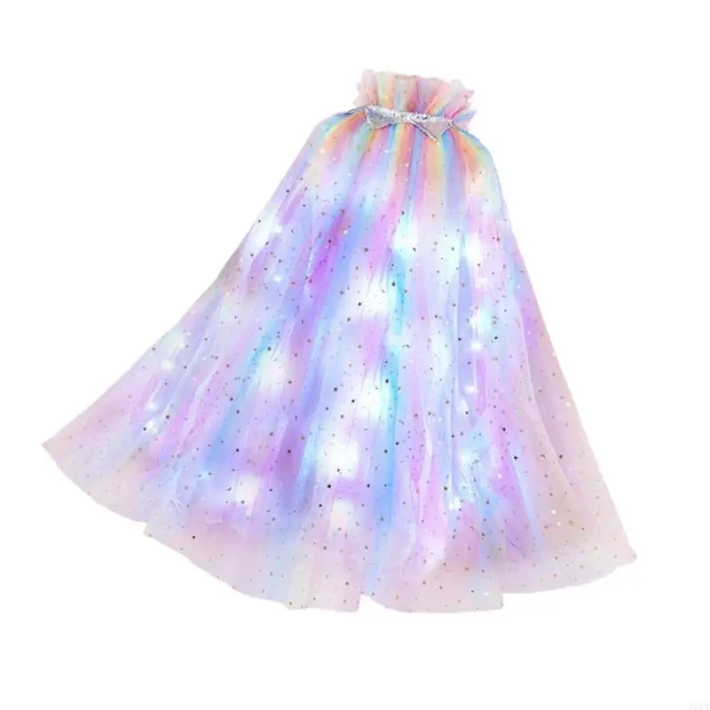 Funkelnder LED-Umhang für Mädchen, Prinzessinnen-Thema, leichtes Netz, perfekt für Geburtstagsgeschenke, Höhe 110 bis 140 – Detail 2