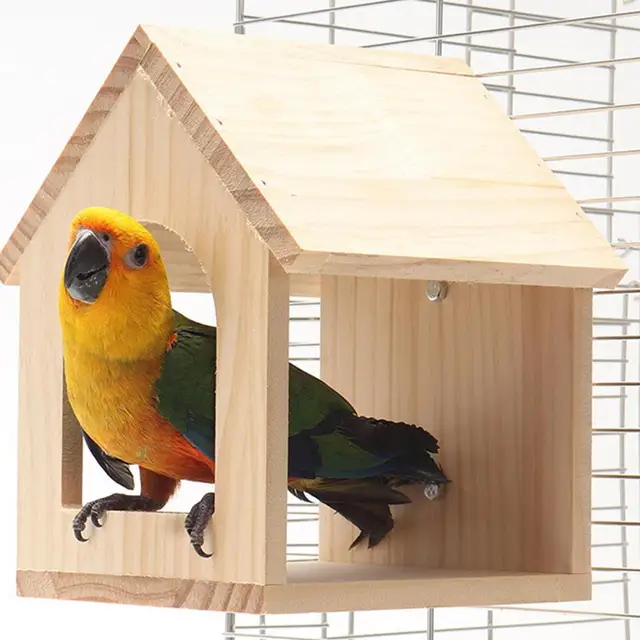 Nid d'oiseau en bois avec structure de ventilation, nichoir de conure,  cabane d'oiseau inséparable