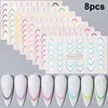 8pcs Gradient French Line Water Nail Stickers Set Colorful Stripe Ombre Designs Decals Guides for DIY Decoration Stencil Tools 2