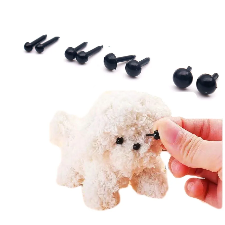 200pcs 3/4/5/6mm Black Plastic Eyes For Needle Felting Dolls Poke Teddy Bears DIY Handmade Toy Doll Accessories