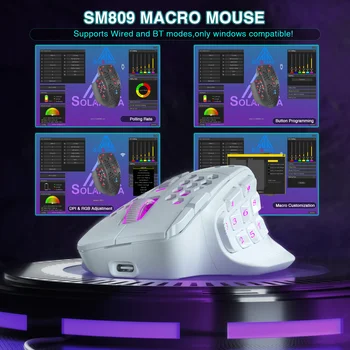 SOLAKAKA SM809 Pro Wireless MMO Gaming Mouse 3